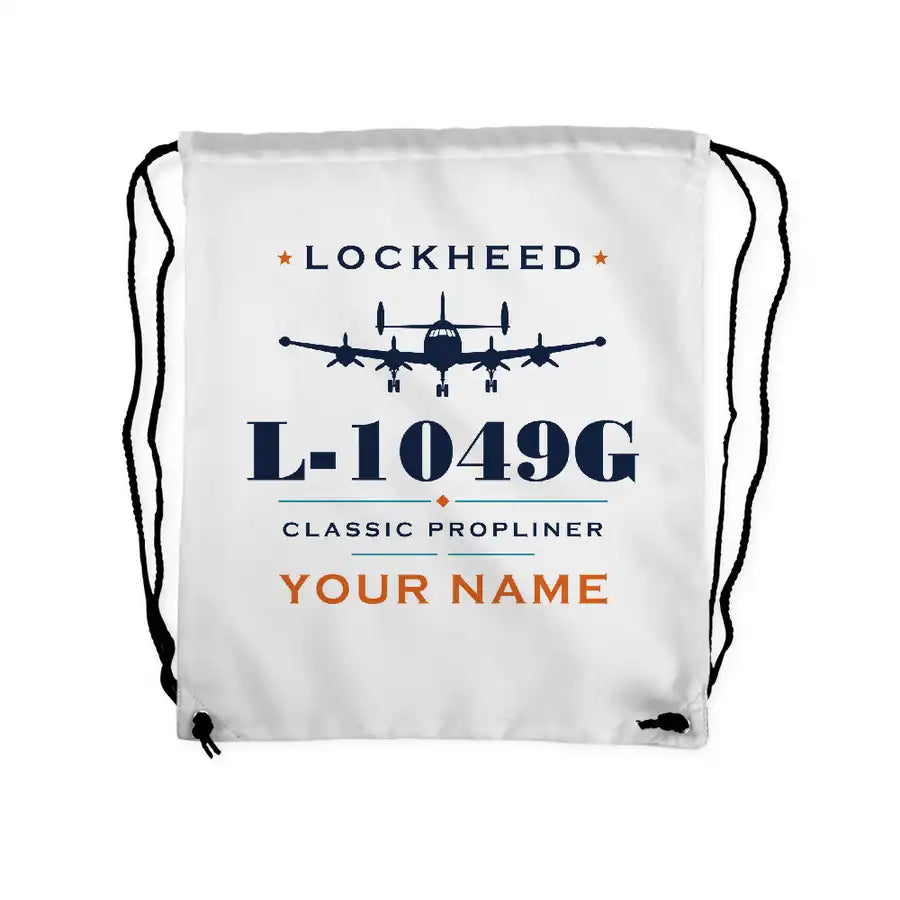 Lockheed L-1049G Super Constellation - Drawstring Bag - Heritage + Name - White