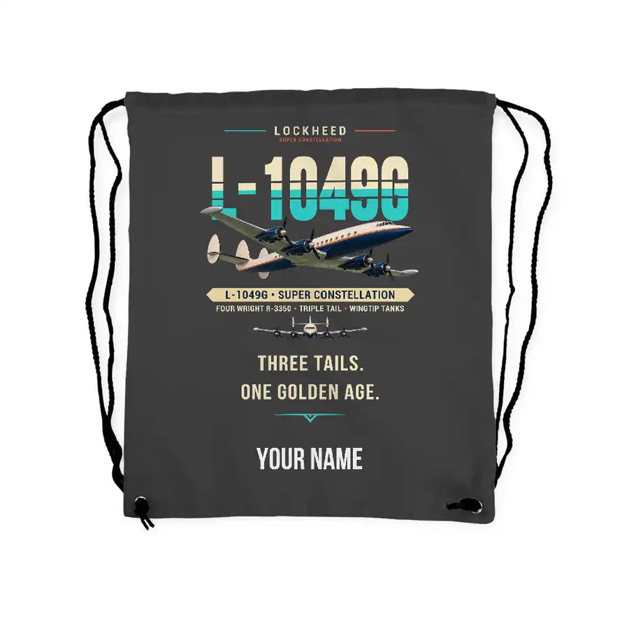 Lockheed L-1049G Super Constellation - Drawstring Bag - Original + Name - Gray