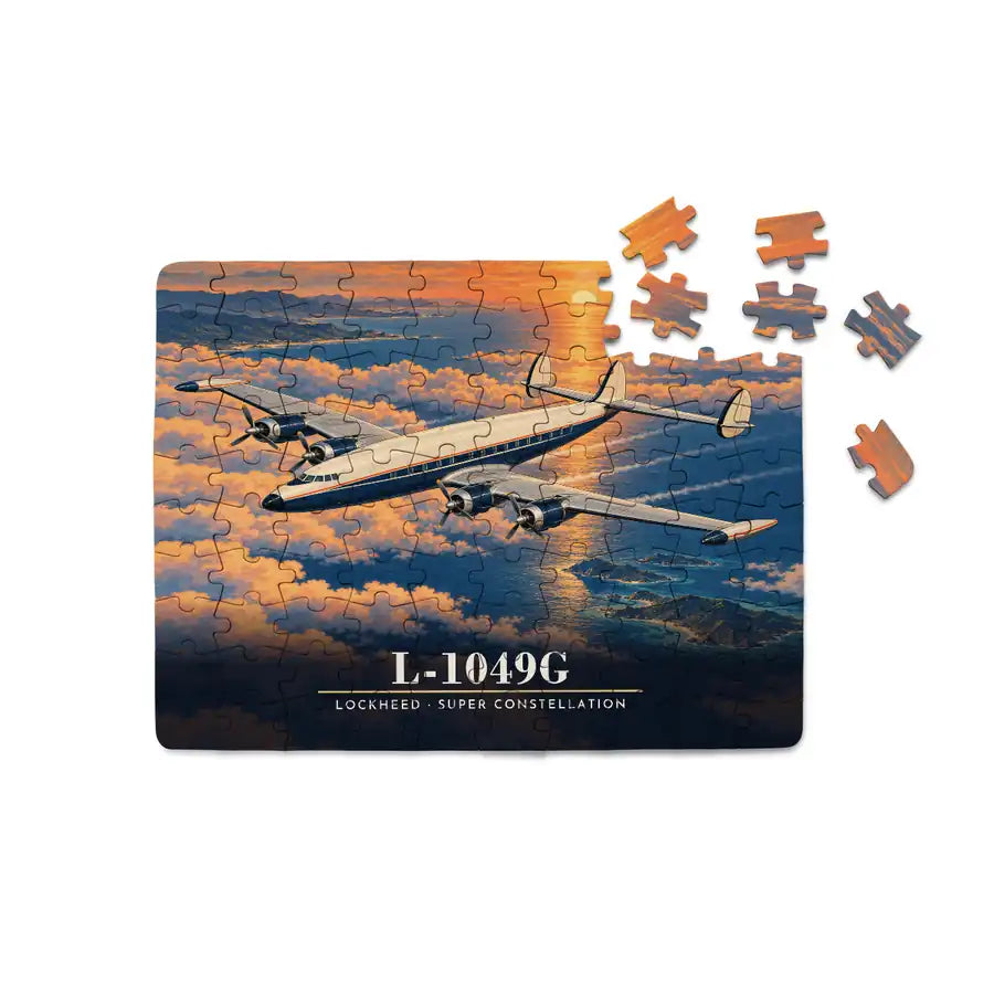 Lockheed L-1049G Super Constellation - Horizontal + Text - Canvas Puzzle