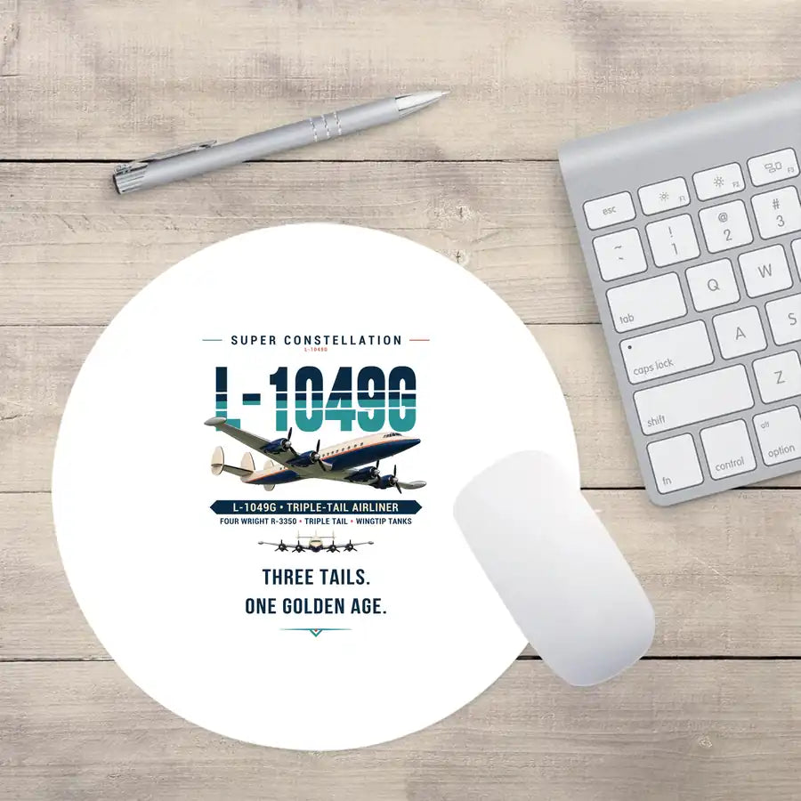 L-1049G Super Constellation - Original - Round Mouse Pad - White