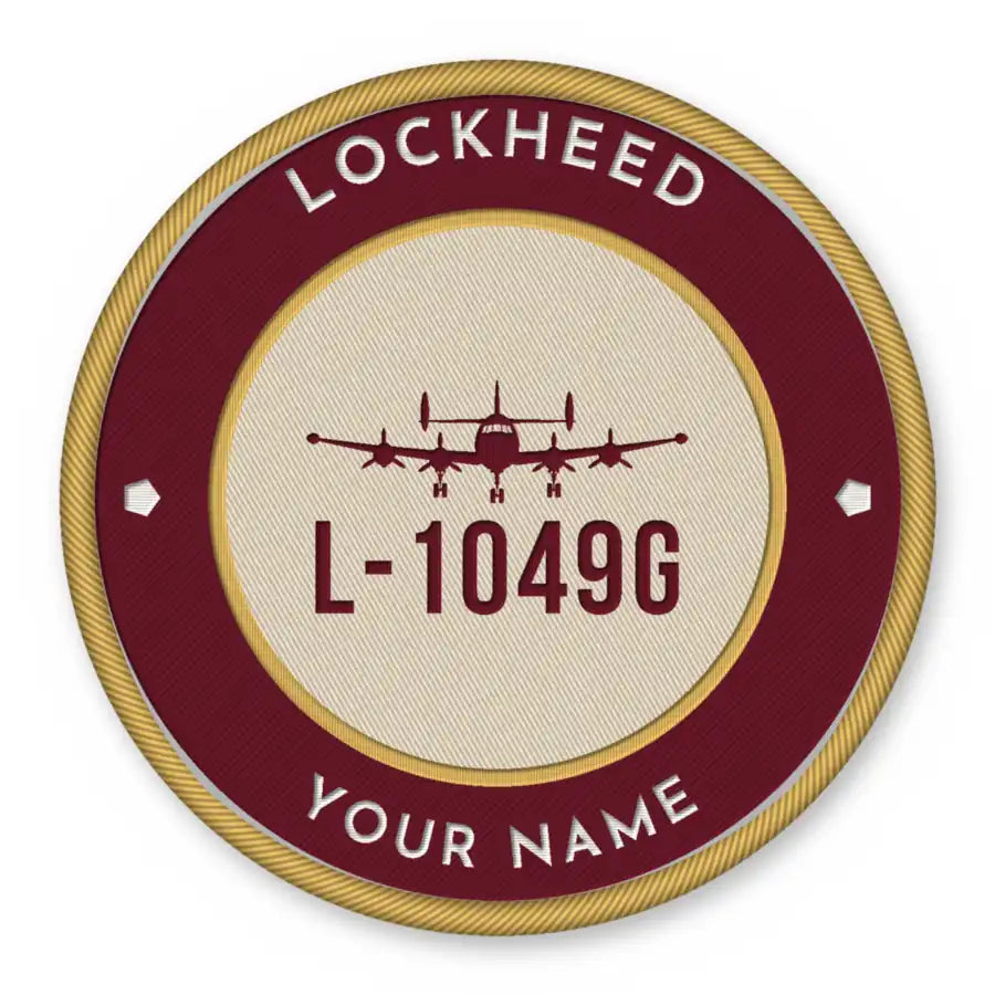 L-1049G Super Constellation Patches - Circle + Name - Burgundy Cream