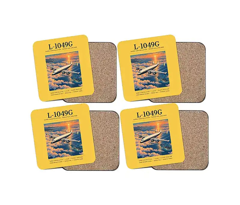 L-1049G Super Constellation - Poster - Coaster Set - Yellow