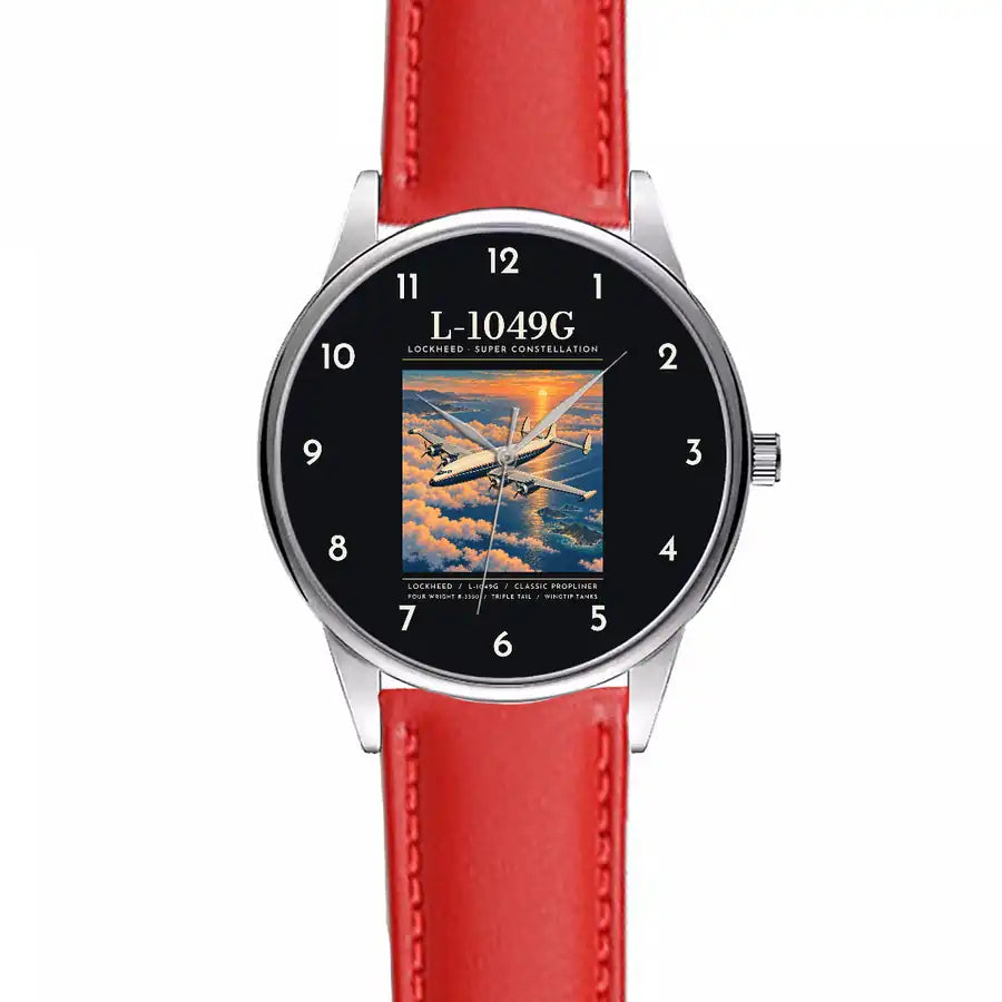 L-1049G Super Constellation - Poster - Leather Strap - Red Leather Strap