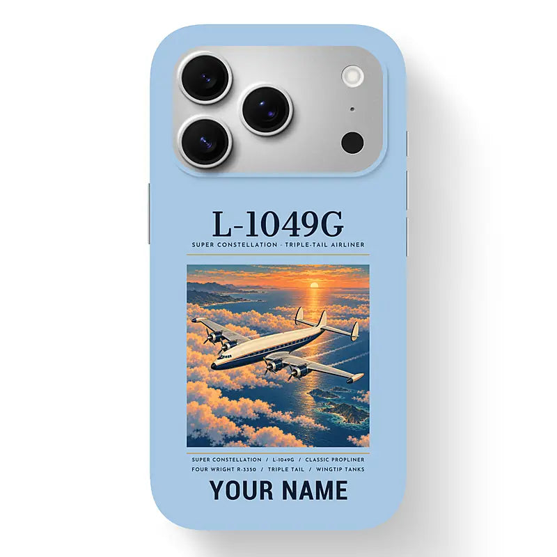 L-1049G Super Constellation - Poster + Name - MagSafe iPhone 17 Pro - Light Blue