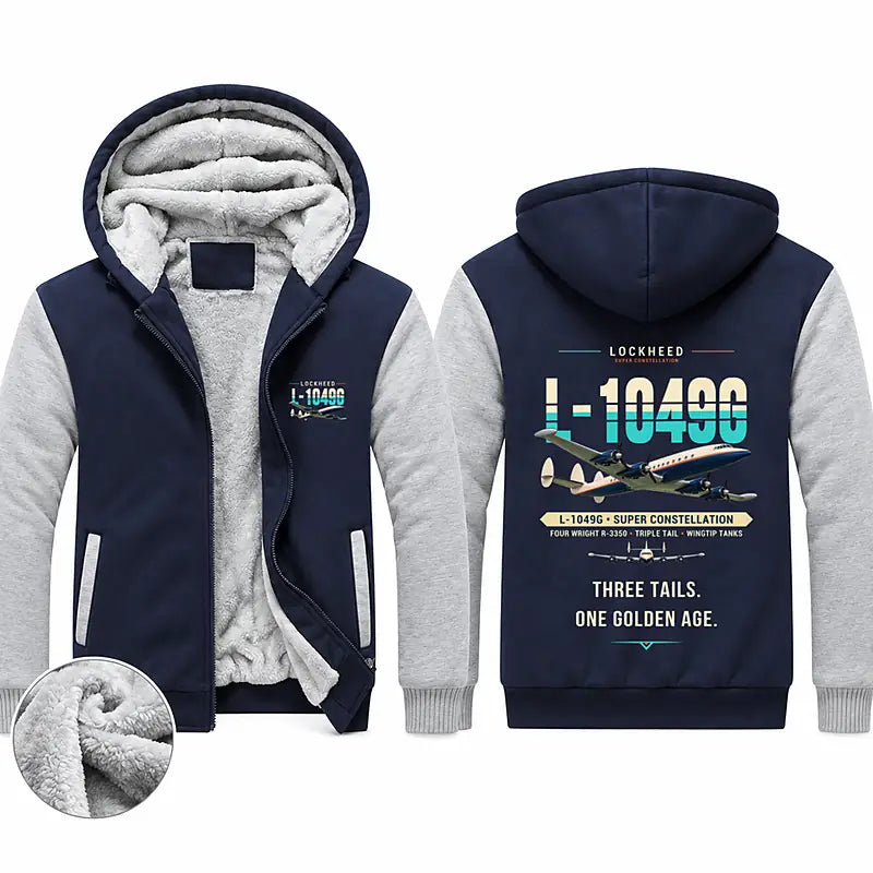 Lockheed L-1049G Super Constellation Zipped Sweatshirts - Original - Navy & Gray