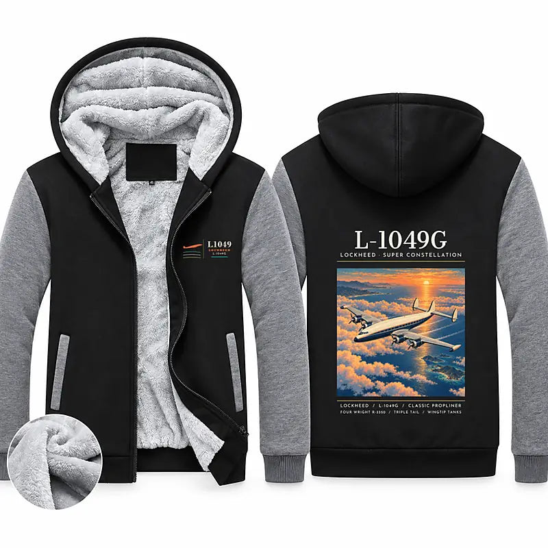 Lockheed L-1049G Super Constellation Zipped Sweatshirts - Poster - Black & Gray