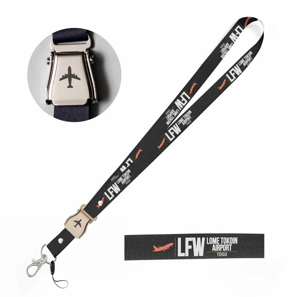 Lome-Tokoin International Airport (LFW) seat belt lanyard - black