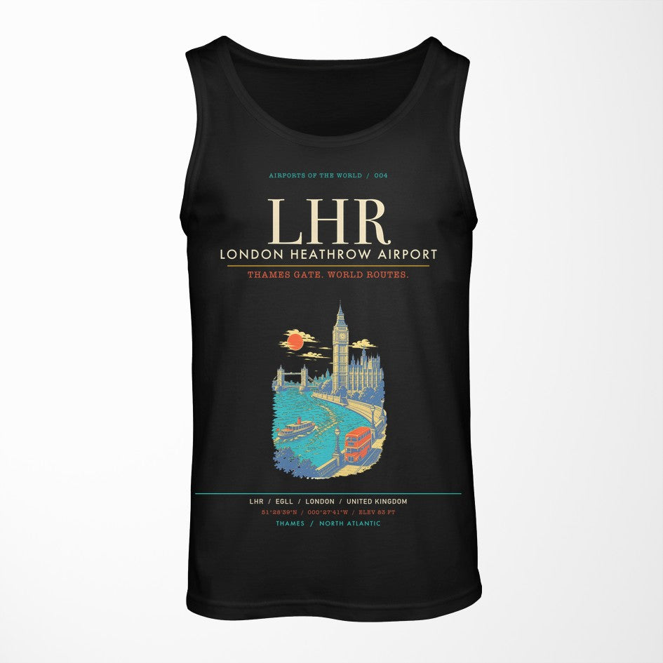 London Heathrow Airport LHR Tank Top - Black