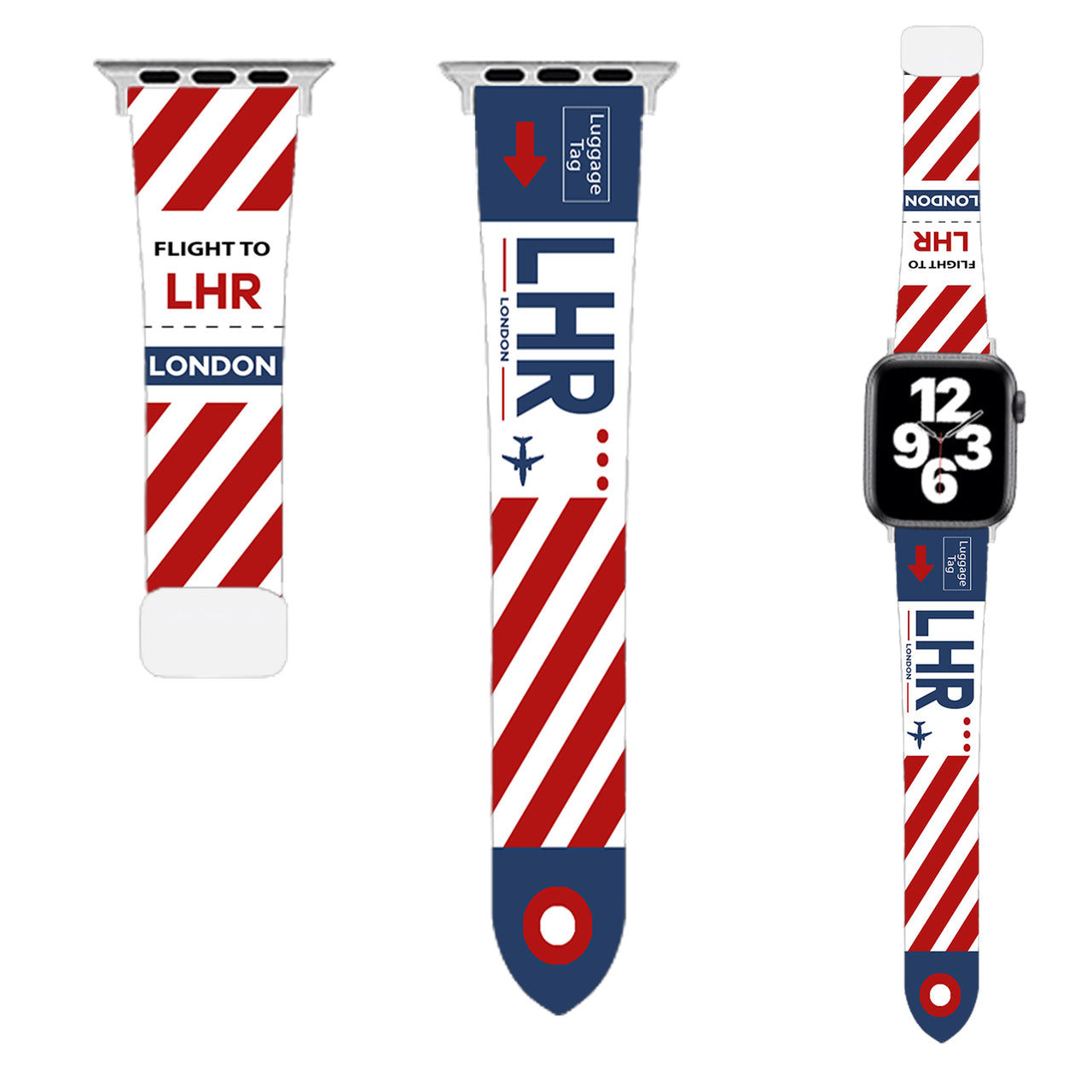 London (LHR) Designed Soft Silicone Apple Watch Bands