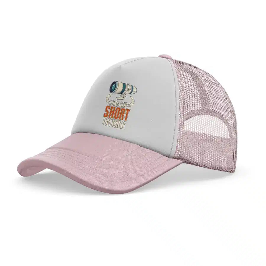 Long Lens Short Patience trucker cap - light pink