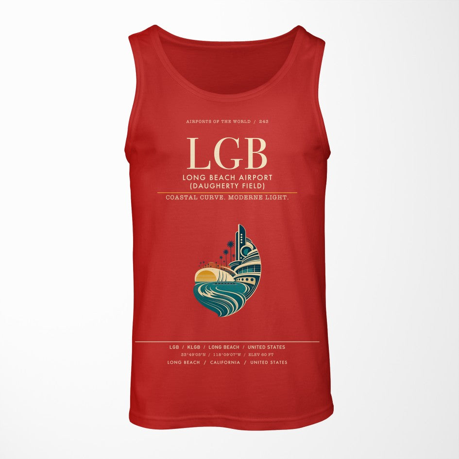 Long Beach Airport (Daugherty Field) (LGB) design on red tank top