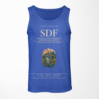 Thumbnail for Louisville Muhammad Ali International Airport (SDF) design on blue tank top
