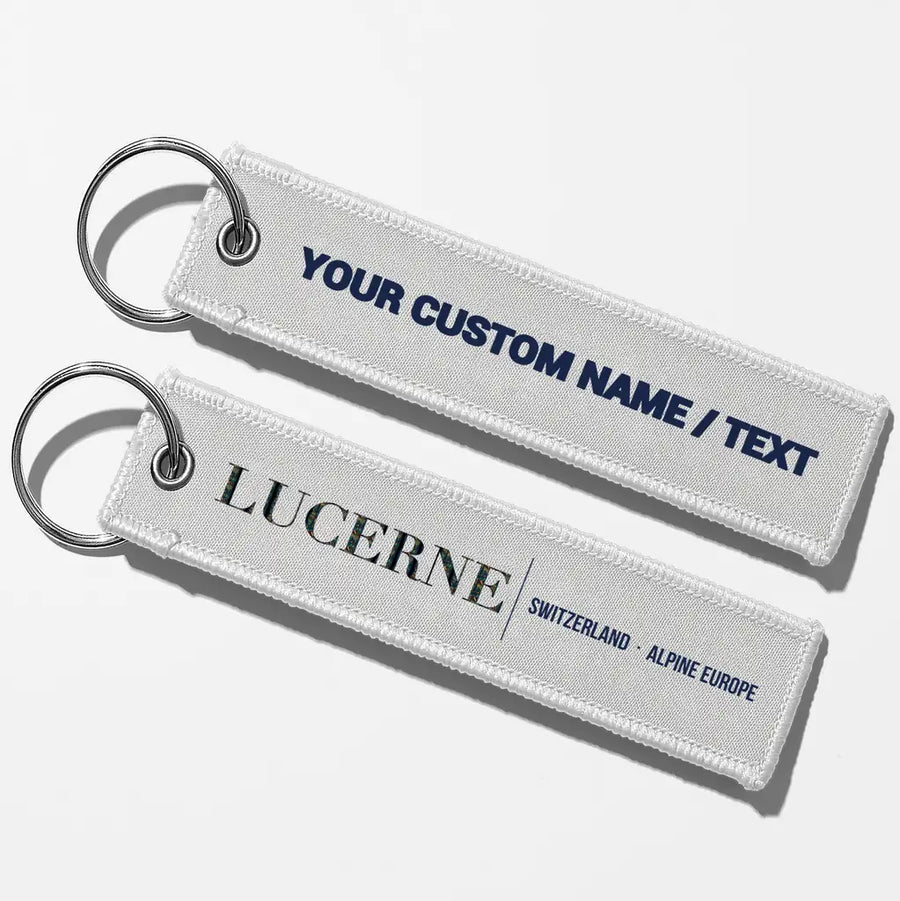 Lucerne City Series Aviator Key Chains - White - Personalized