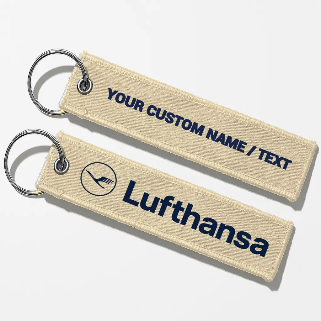 Lufthansa Crew & Staff Tag Key Chains - Beige - Personalized