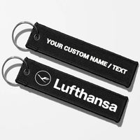 Thumbnail for Lufthansa Crew & Staff Tag Key Chains - Black - Personalized