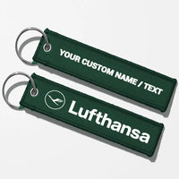 Thumbnail for Lufthansa Crew & Staff Tag Key Chains - Dark Green - Personalized