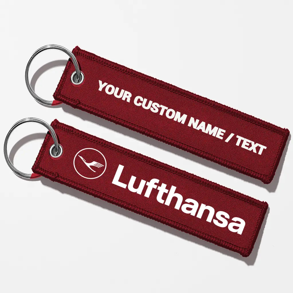 Lufthansa Crew & Staff Tag Key Chains - Dark Red - Personalized