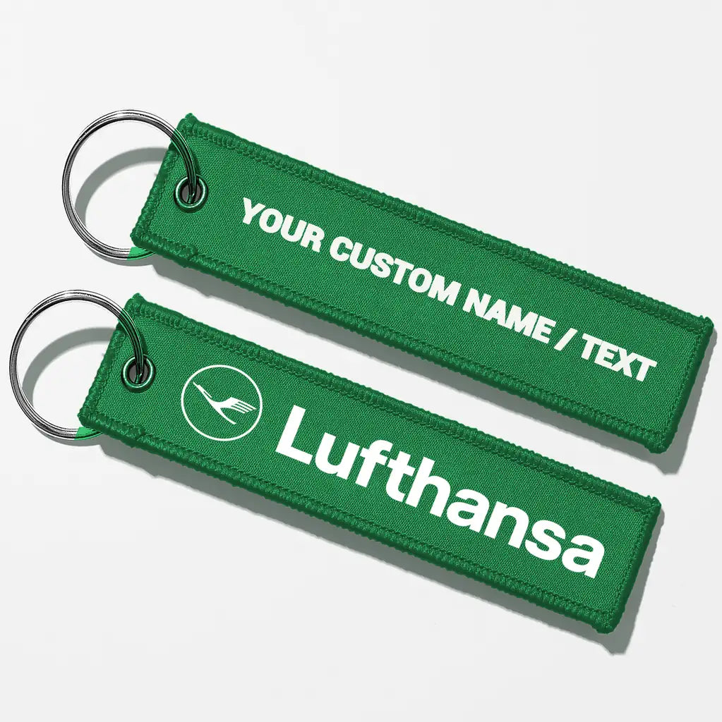 Lufthansa Crew & Staff Tag Key Chains - Green - Personalized