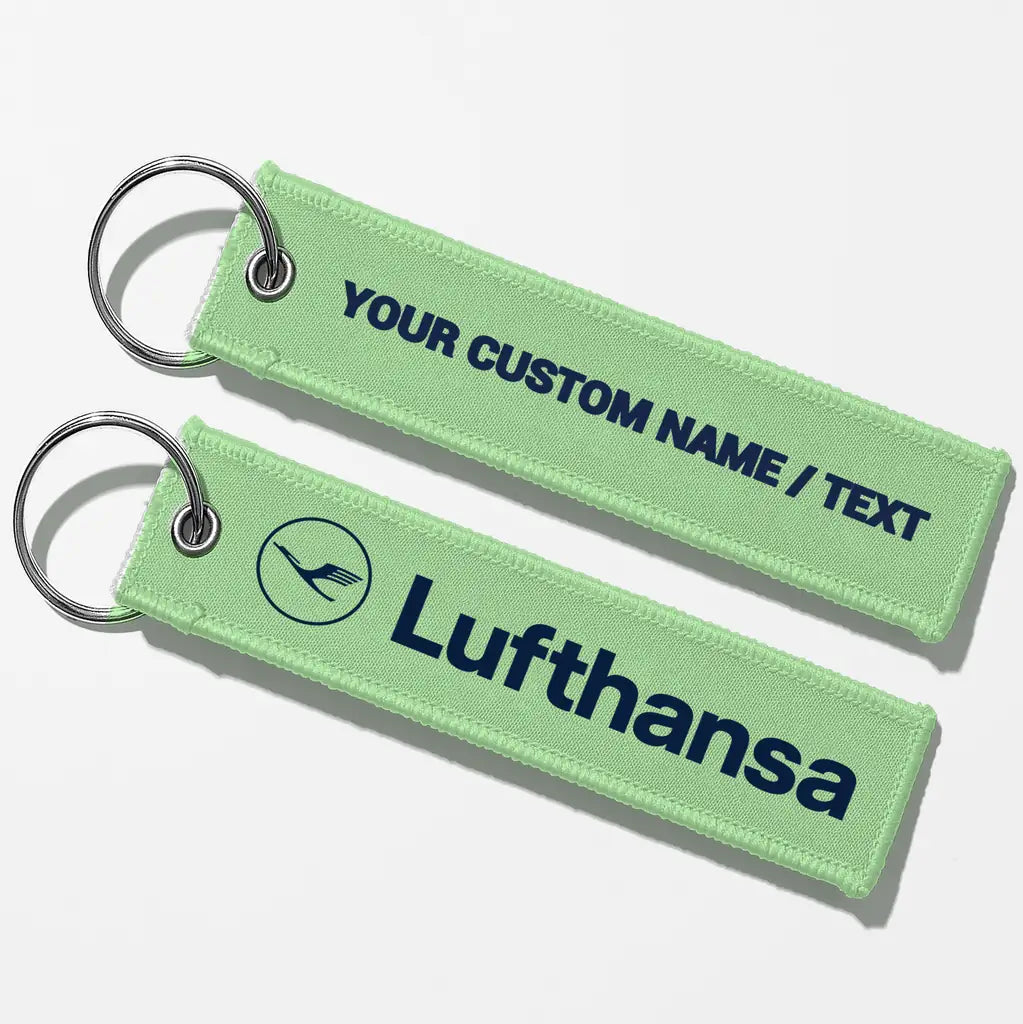 Lufthansa Crew & Staff Tag Key Chains - Light Green - Personalized