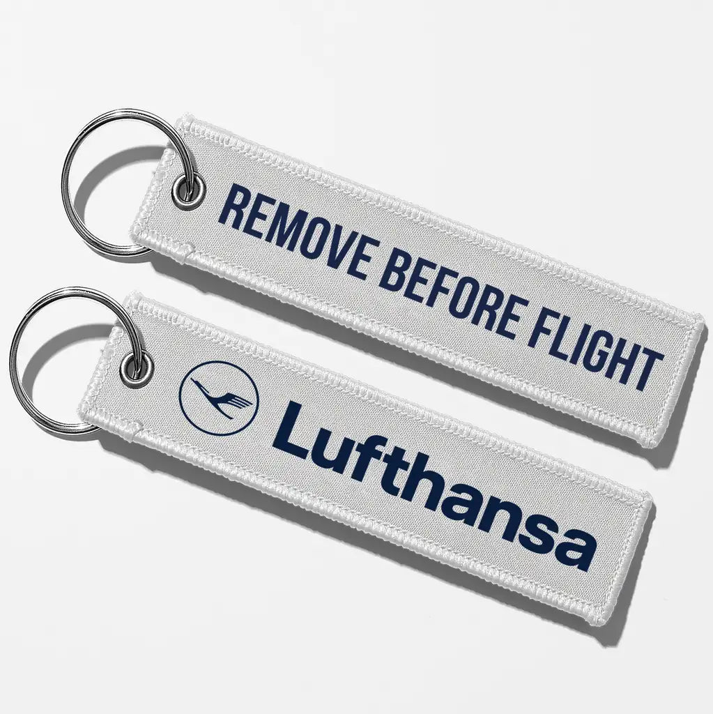 Lufthansa Crew & Staff Tag Key Chains - White - Remove Before Flight
