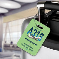 Thumbnail for Airbus A318 Luggage Tag design on light green luggage tag