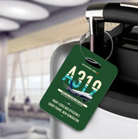 Thumbnail for Airbus A319neo Luggage Tag design on dark green luggage tag