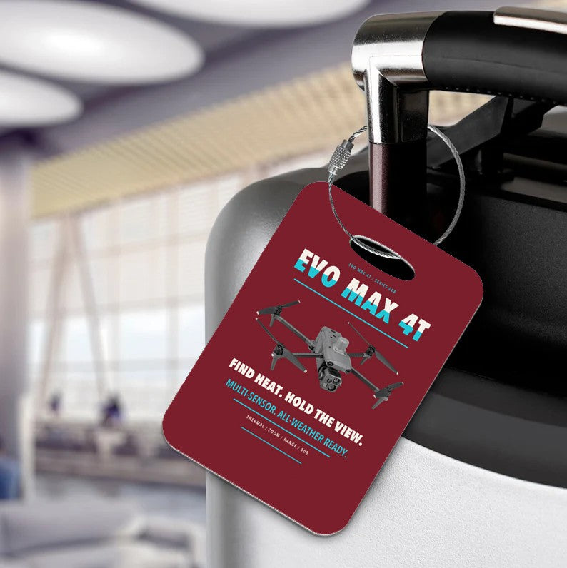 Autel EVO Max 4T Luggage Tag design on dark red luggage tag
