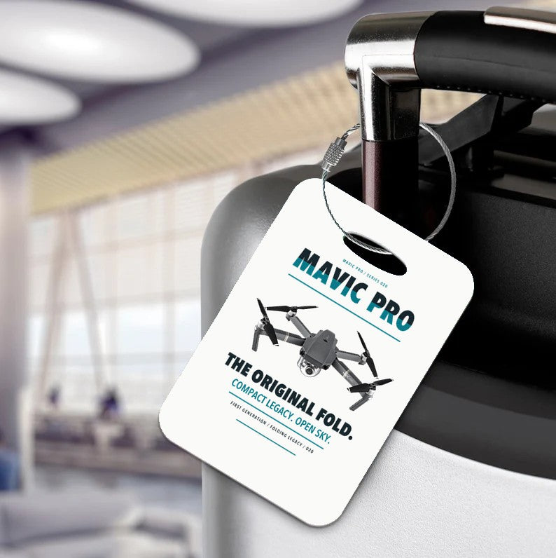DJI Mavic Pro Luggage Tag design on white luggage tag