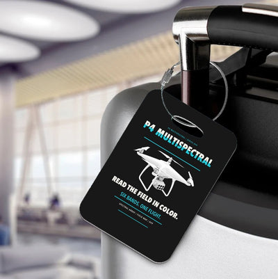 DJI P4 Multispectral Luggage Tag design on black luggage tag