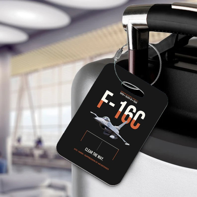 F-16C FIGHTING FALCON Luggage Tag design on black luggage tag