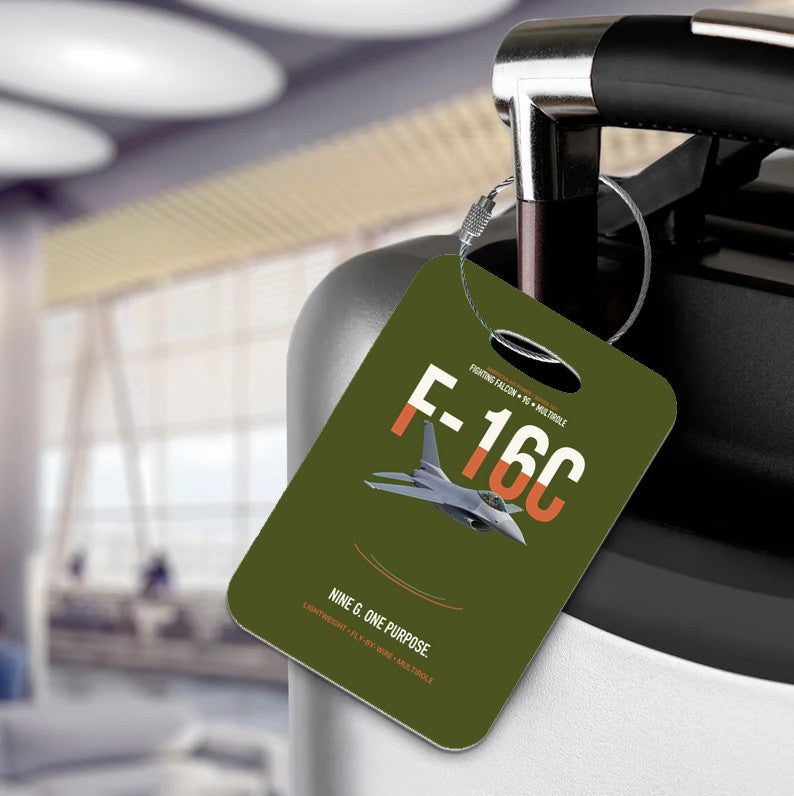 F-16C FIGHTING FALCON Luggage Tag design on green army luggage tag