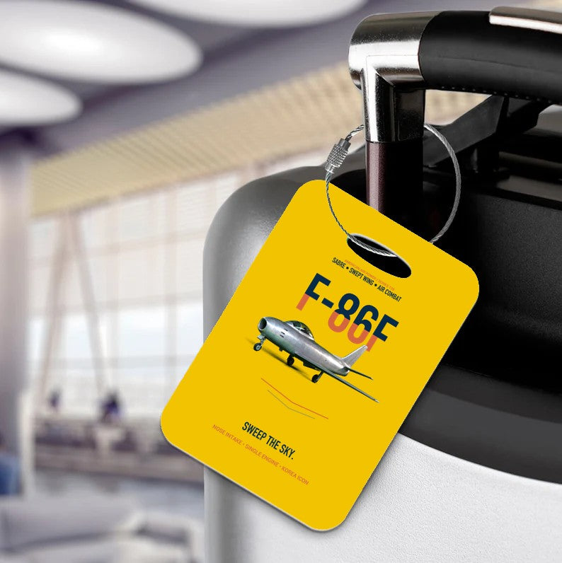 F-86F SABRE Luggage Tag design on yellow luggage tag