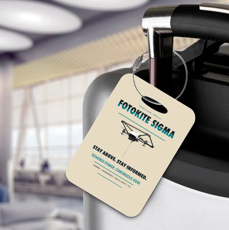 Fotokite Sigma Luggage Tag design on beige luggage tag