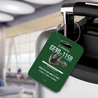 Thumbnail for GE90-115B Luggage Tag design on dark green luggage tag