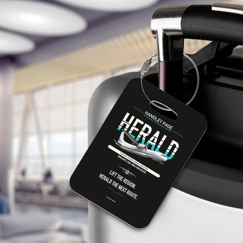 Handley Page HPR.7 Dart Herald Luggage Tag design on black luggage tag