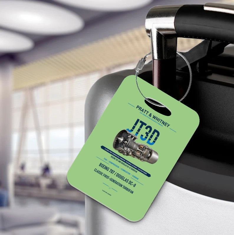 JT3D Luggage Tag design on light green luggage tag