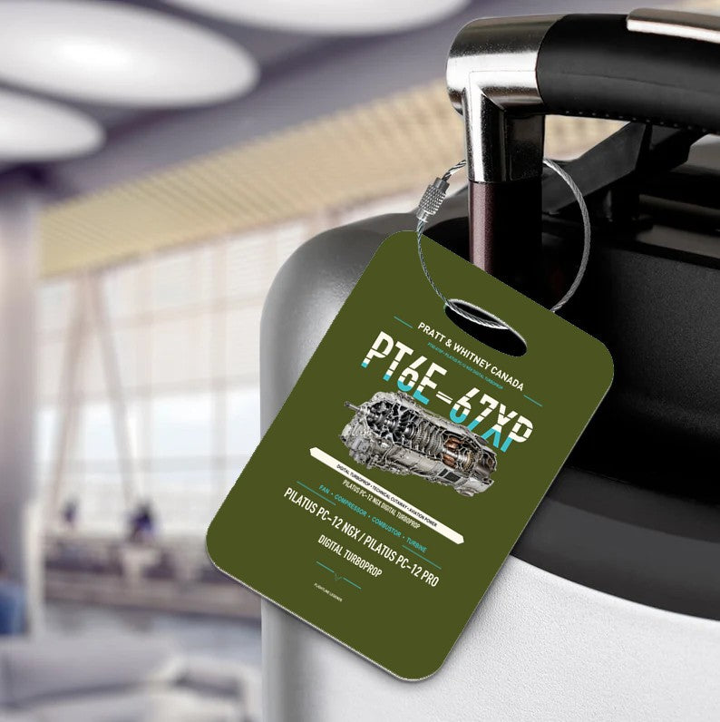 PT6E-67XP Luggage Tag design on green army luggage tag