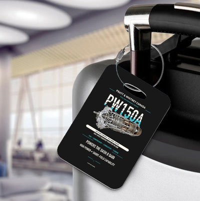 PW150A Luggage Tag design on black luggage tag