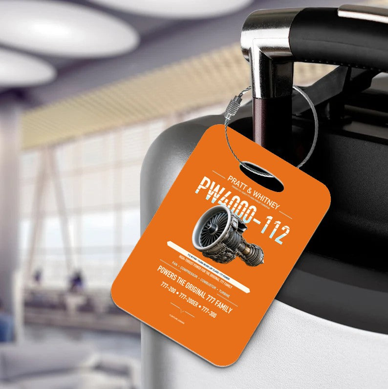PW4000-112 Luggage Tag design on orange luggage tag