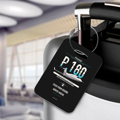 Piaggio P.180 Avanti EVO Luggage Tag design on black luggage tag