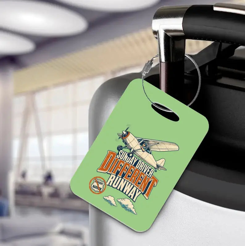 SIGNAL 53 - Sunday Driver Different Runway - Luggage Tag design on light green luggage tag