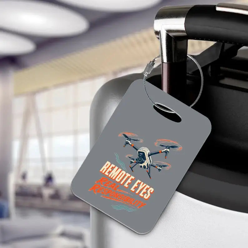 SIGNAL 584 - Remote Eyes Real Responsibility - Luggage Tag design on gray luggage tag