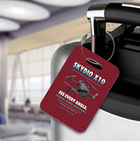 Thumbnail for Skydio X10 Luggage Tag design on dark red luggage tag
