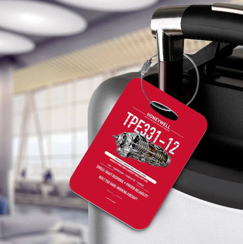 TPE331-12 Luggage Tag design on red luggage tag