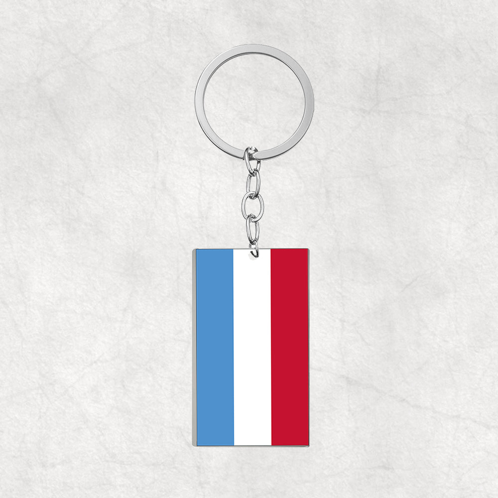 Luxembourg Flag Designed Stainless Steel Flag Key Chains (Double Side)