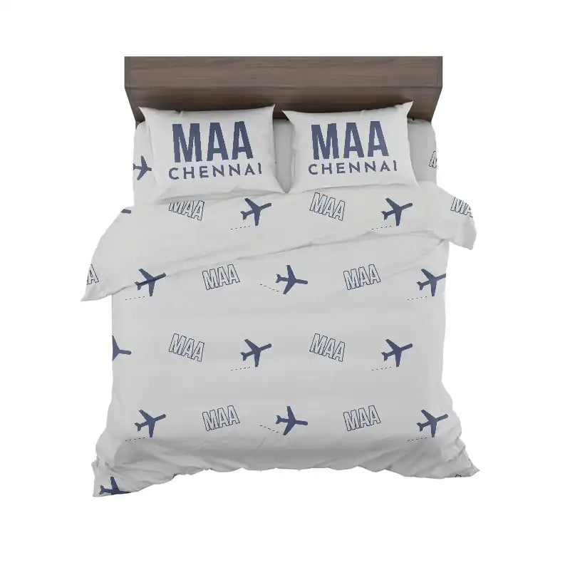 Chennai International Airport (MAA) Bedding Sets & Blankets - Bedding Set - Pattern - Light Gray