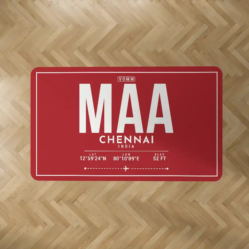Chennai International Airport (MAA) Carpets - Carpet Rectangle - ID Tag - Red