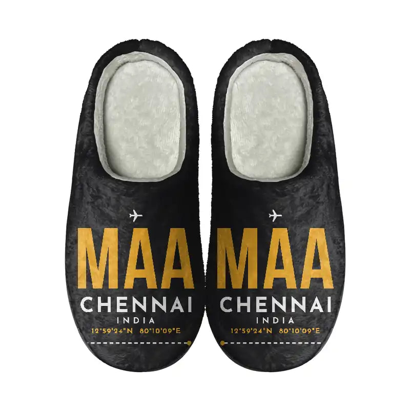 Chennai International Airport (MAA) Slippers & Flip Flops - Slippers - Cotton - Code - Same - Black
