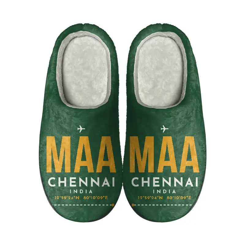 Chennai International Airport (MAA) Slippers & Flip Flops - Slippers - Cotton - Code - Same - Green