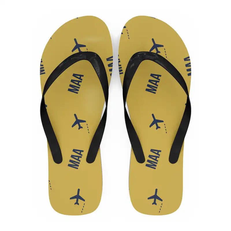 Chennai International Airport (MAA) Slippers & Flip Flops - Slippers - Flip Flops - Pattern - Yellow